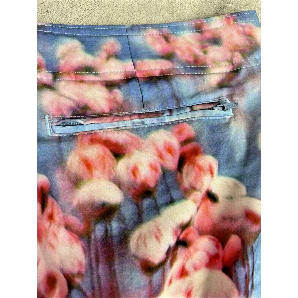 Old Navy Men's 38 Blue Pink Flamingo Hybrid Board Shorts Swim‎ Tropical Boho Fun